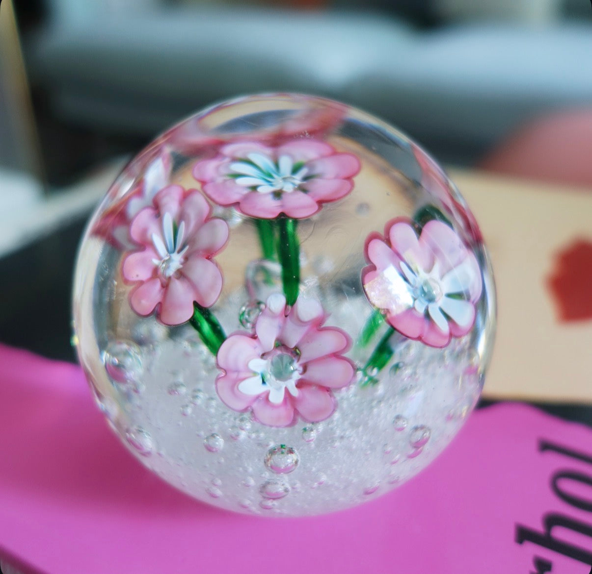 Murano glass flower paperweight