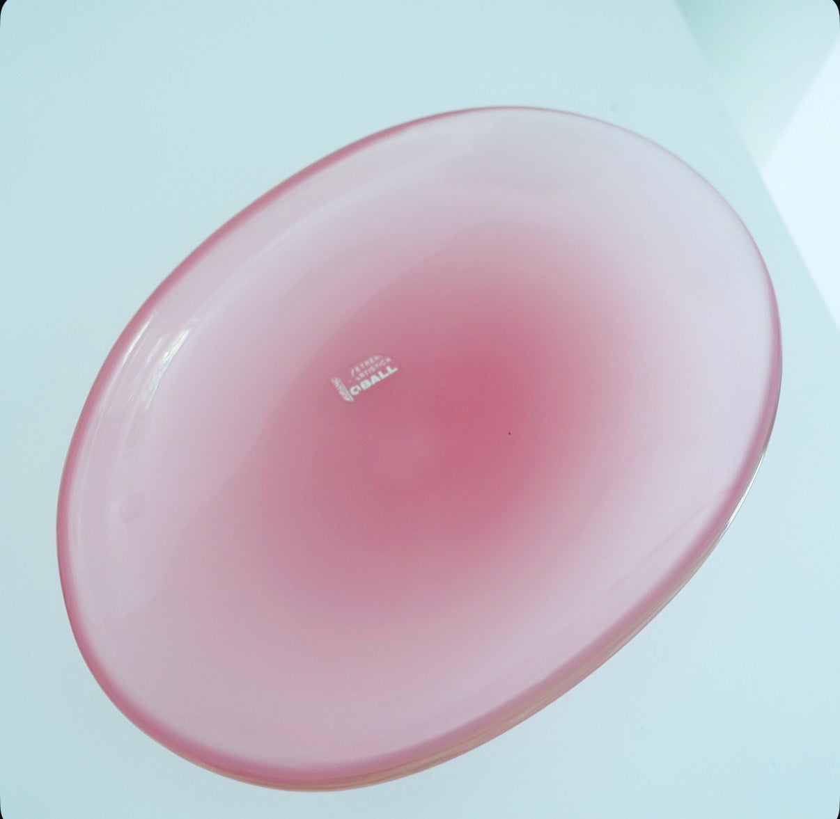 Large Pink Oball Murano glass trinket dish