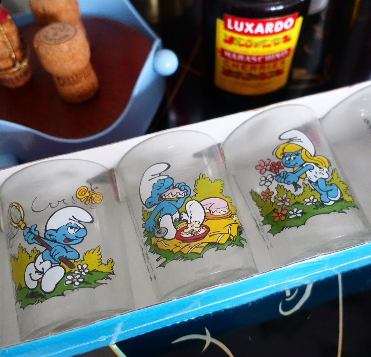 Set of six Smurf glasses