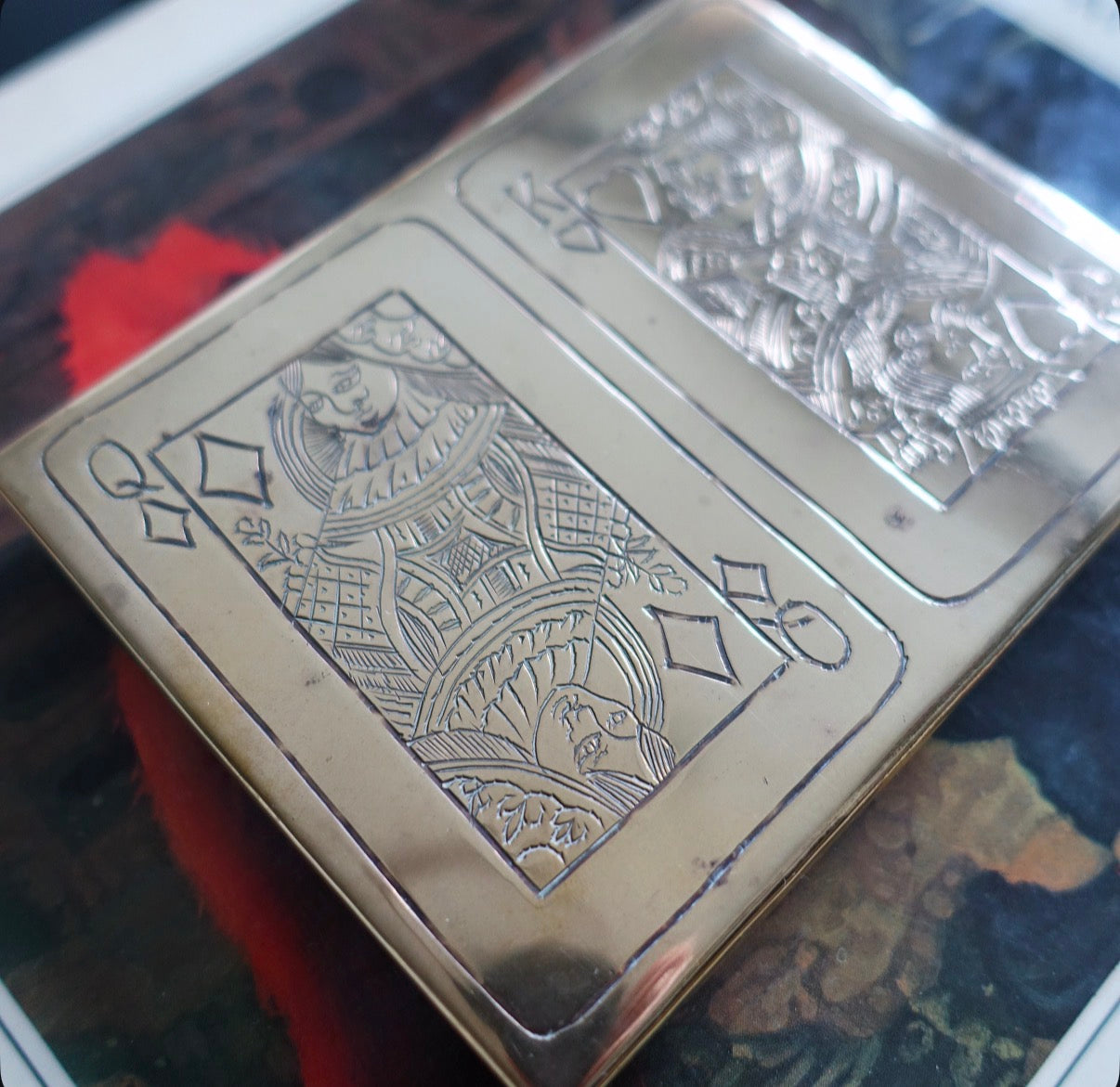Brass playing cards box