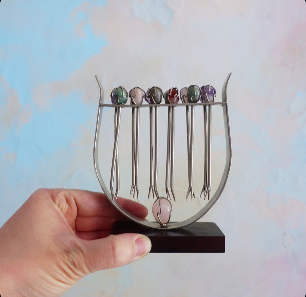 Gemstone cocktail stick set