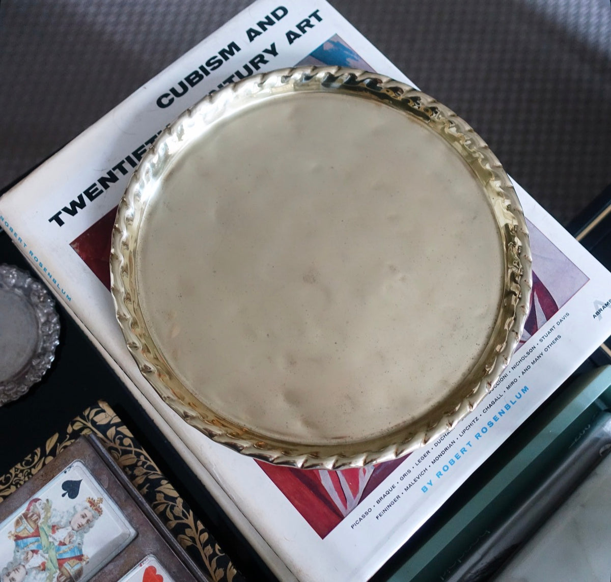 Vintage Swedish brass rope twist tray