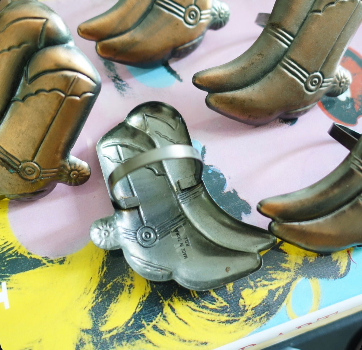 Cowboy boot napkin ring set