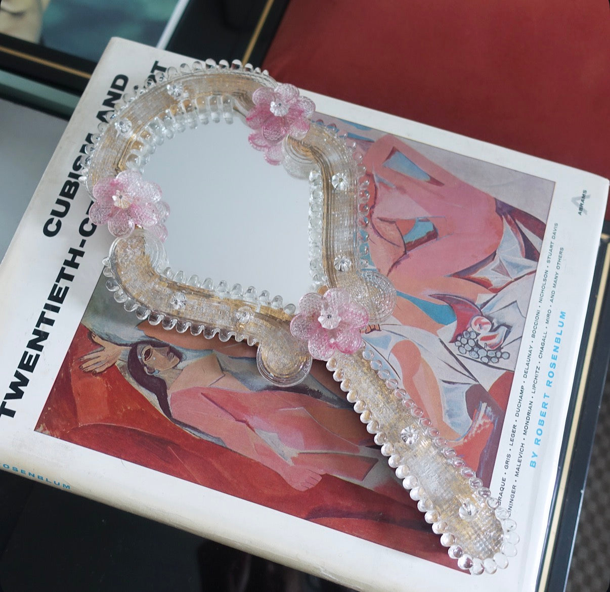 Murano glass flower vanity wall mirror