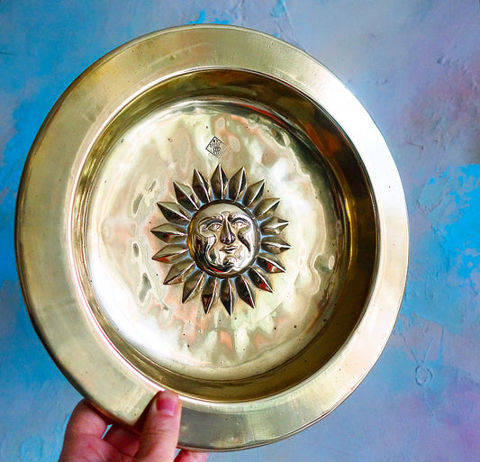 Large antique brass sun wall hanging