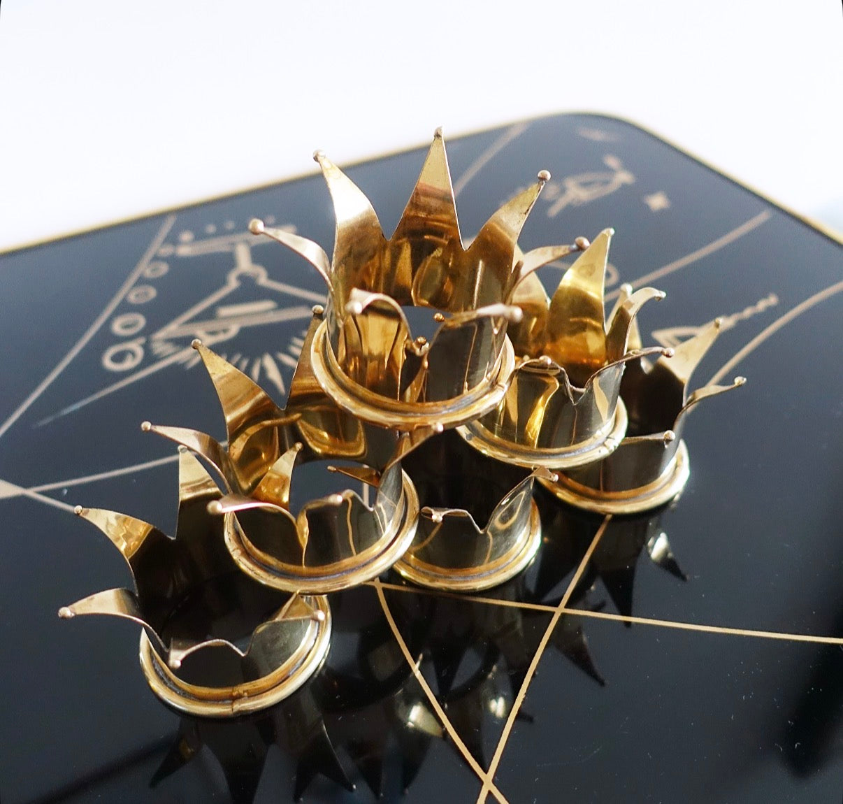 Brass crown napkin rings