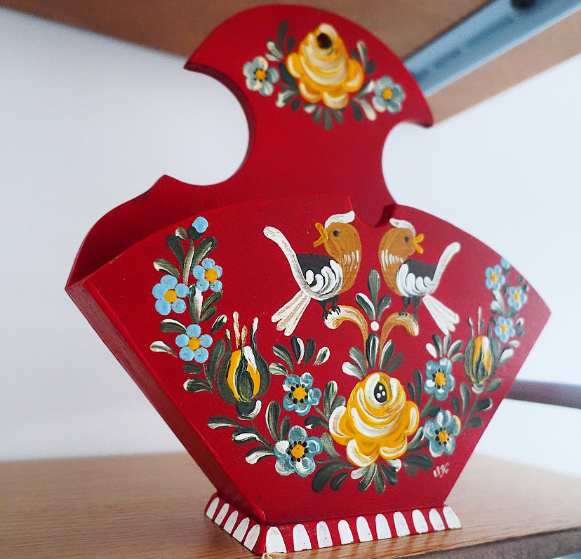 Swedish folk art wall pocket