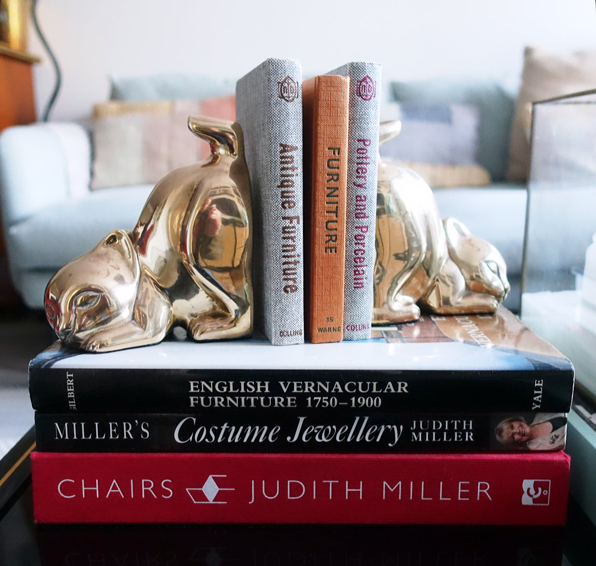 Brass kitten bookends