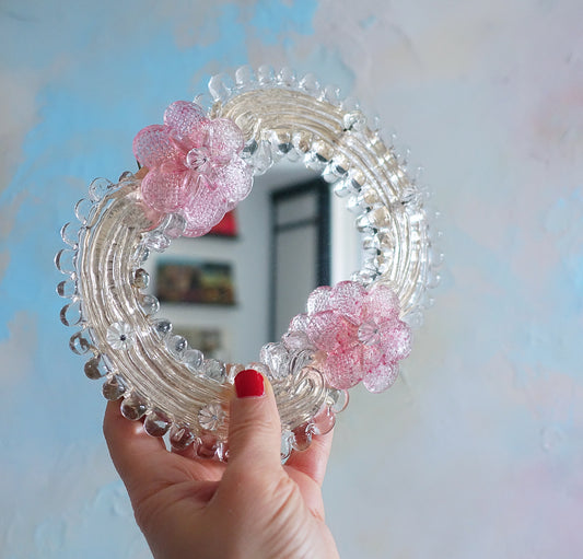 Small Murano glass flower mirror