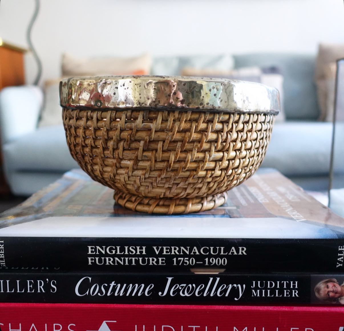 Wicker & brass basket