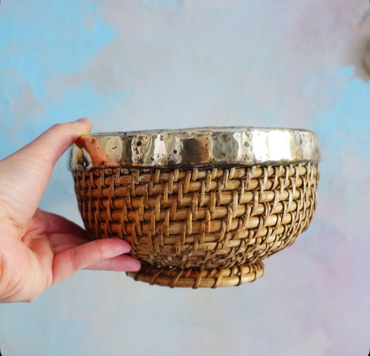 Wicker & brass basket