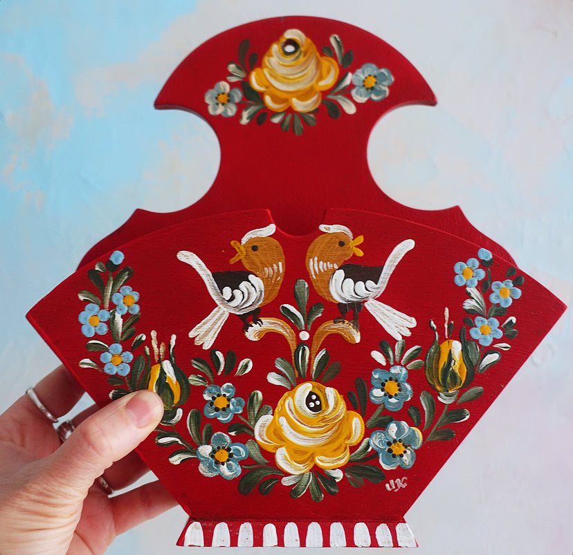 Swedish folk art wall pocket