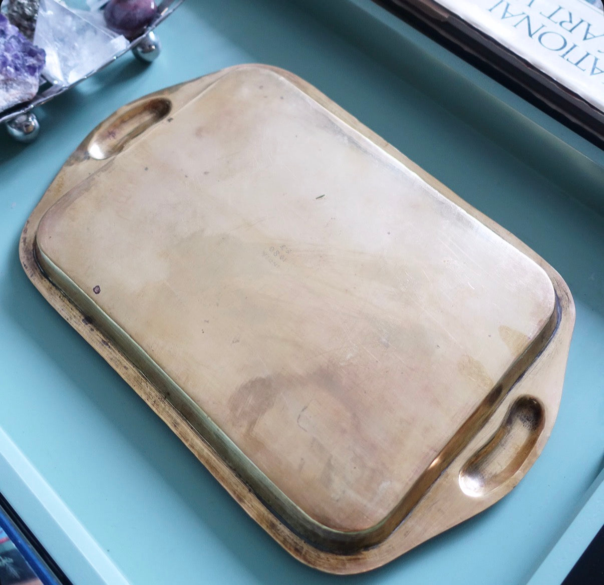Small engraved brass tray
