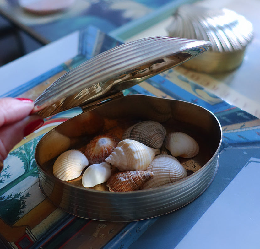 Brass clam shell trinket box