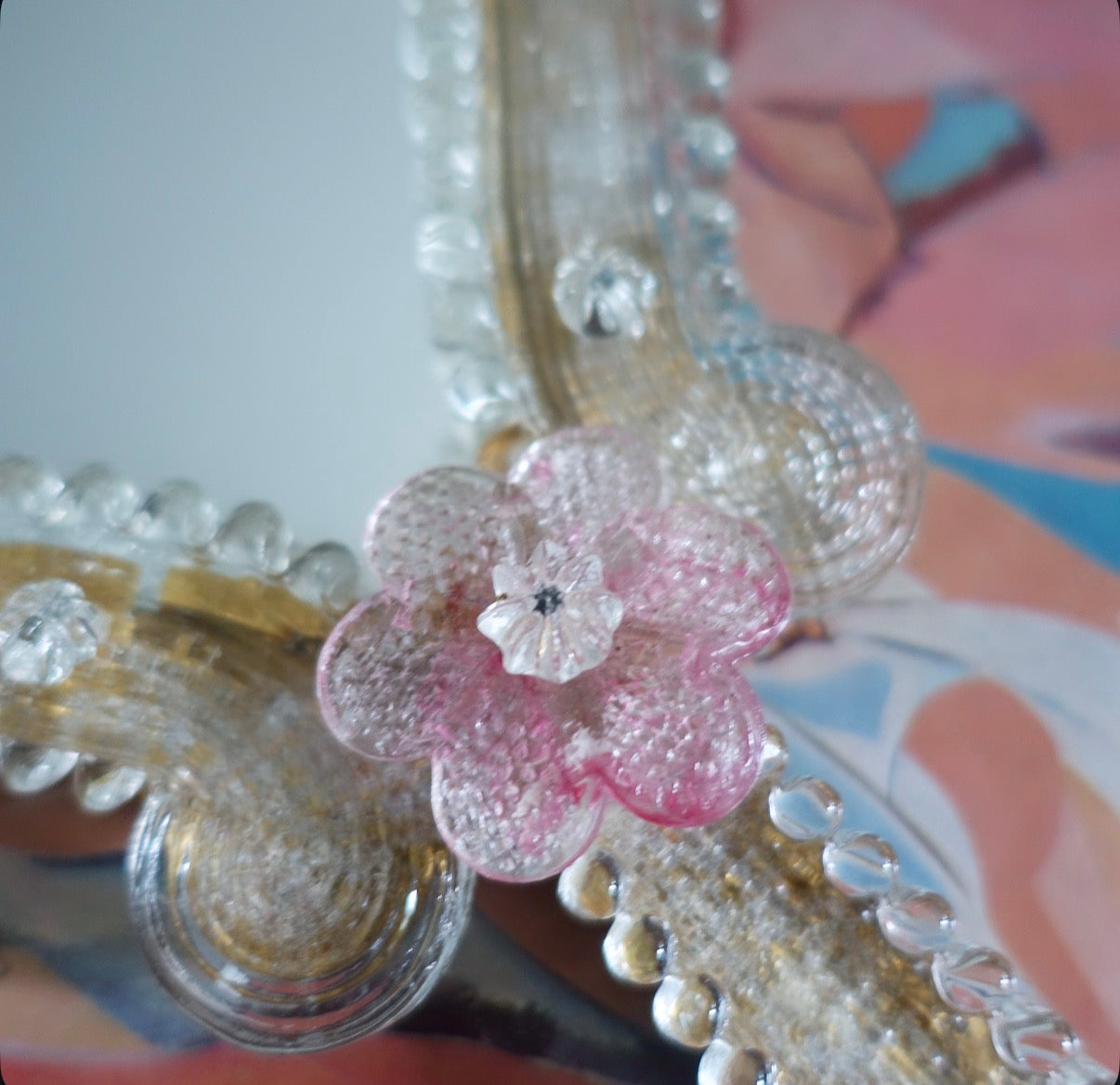 Murano glass flower vanity wall mirror