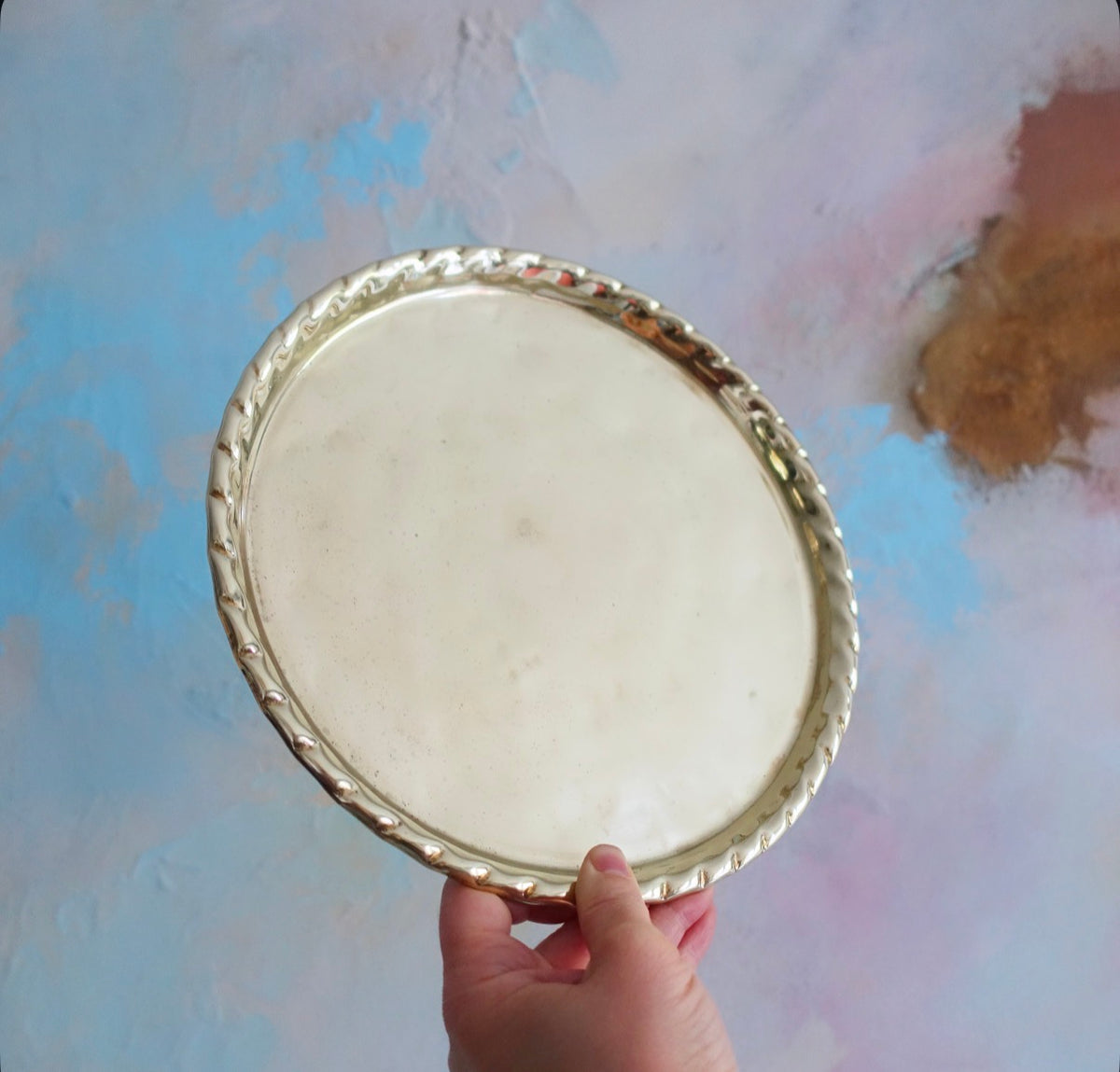 Vintage Swedish brass rope twist tray