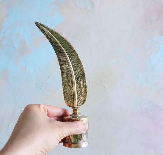 Decorative Brass feather quill & ink stand