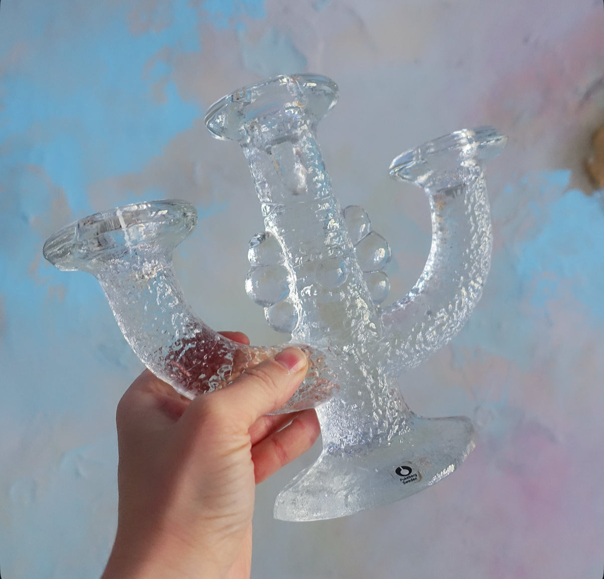 Swedish glass candelabra