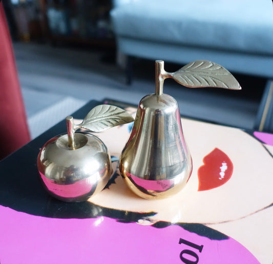 Brass pear & apple bell set