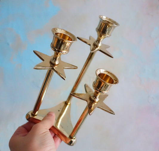 Brass star candle holder