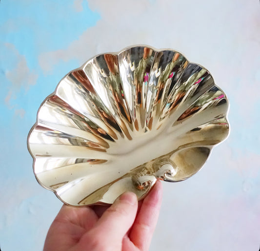 Brass scallop shell trinket dish