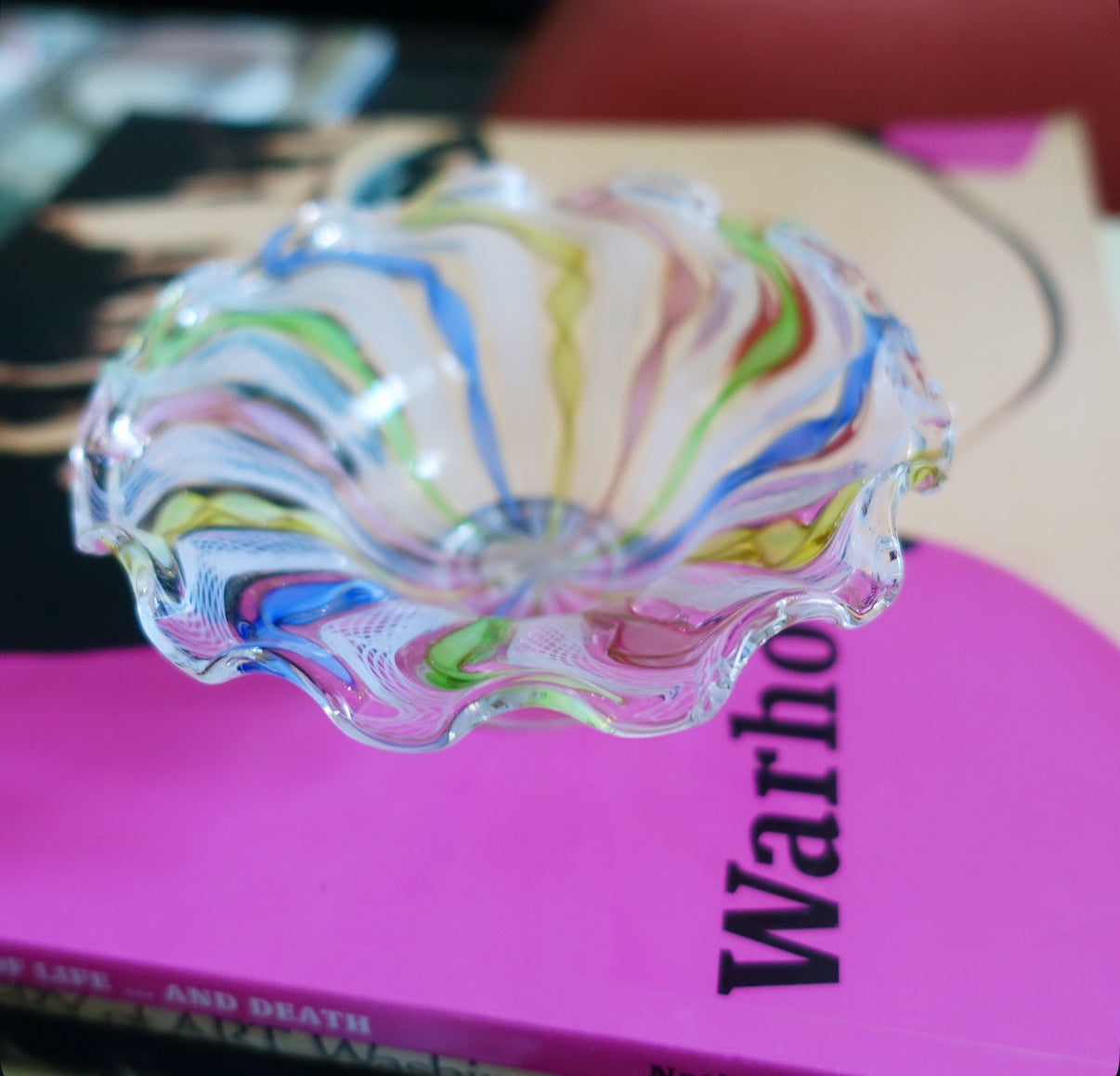 Pastel Zanfirico Murano glass bowl