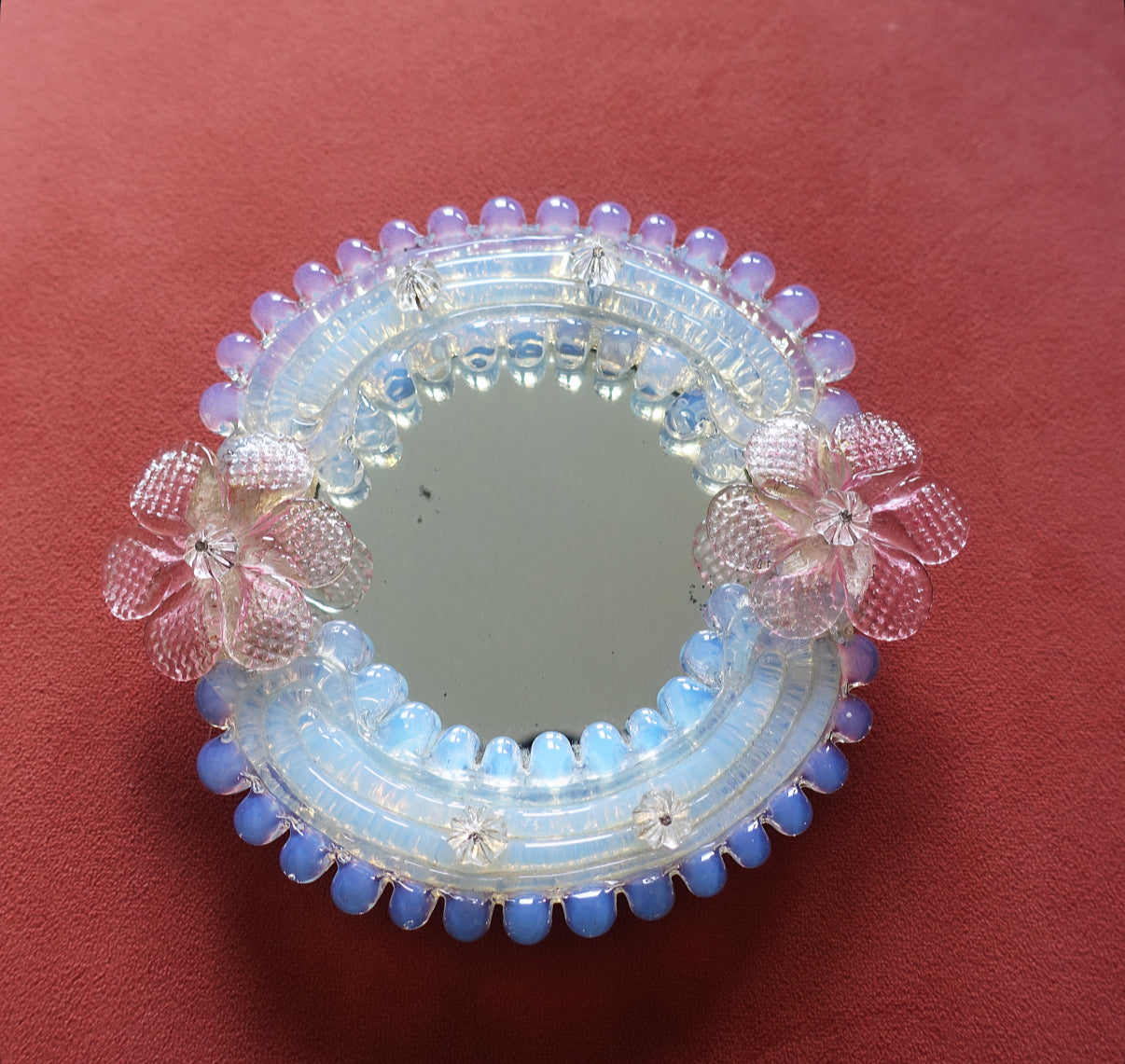 Opalescent Murano glass wall mirror