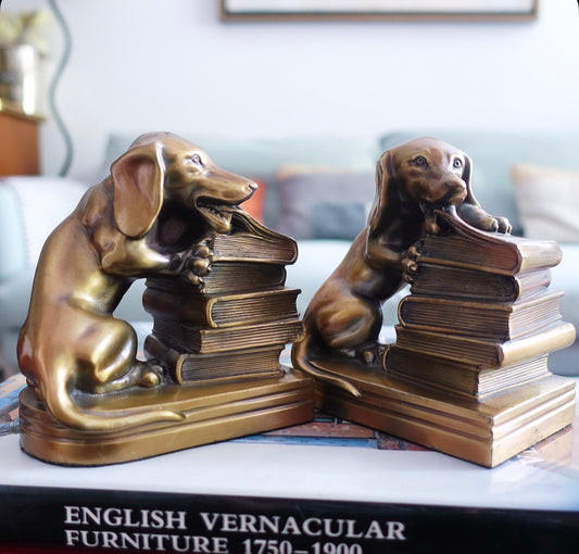Pair of cast metal Dachshund bookends