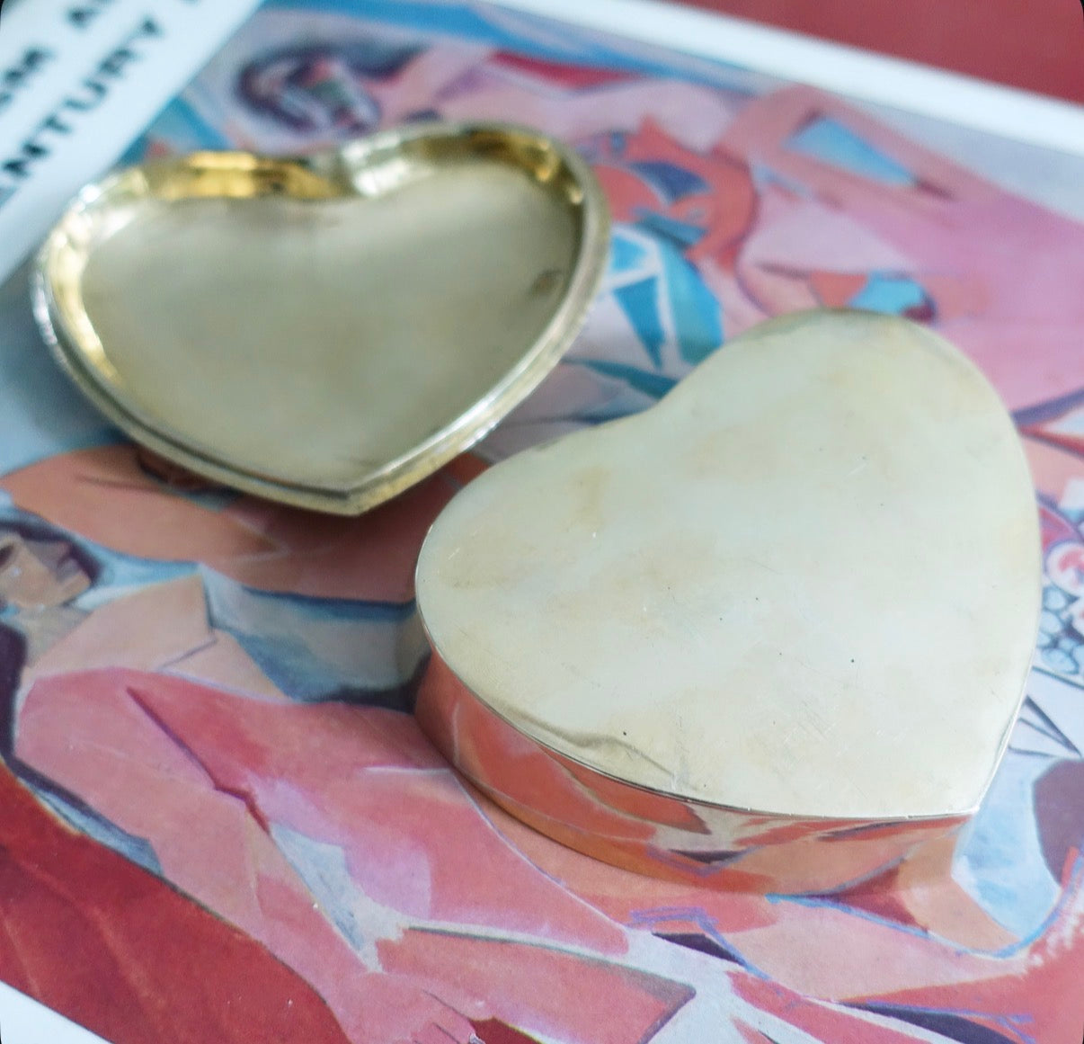 Brass plated heart trinket dish