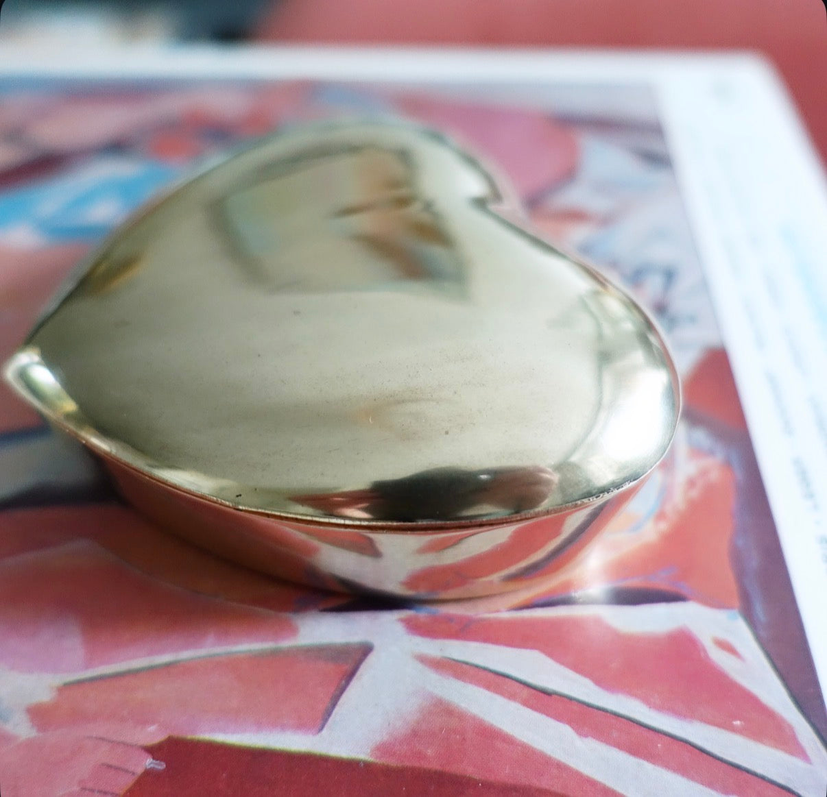 Brass plated heart trinket dish