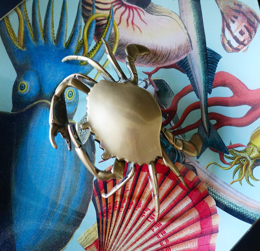 Large brass crab ashtray