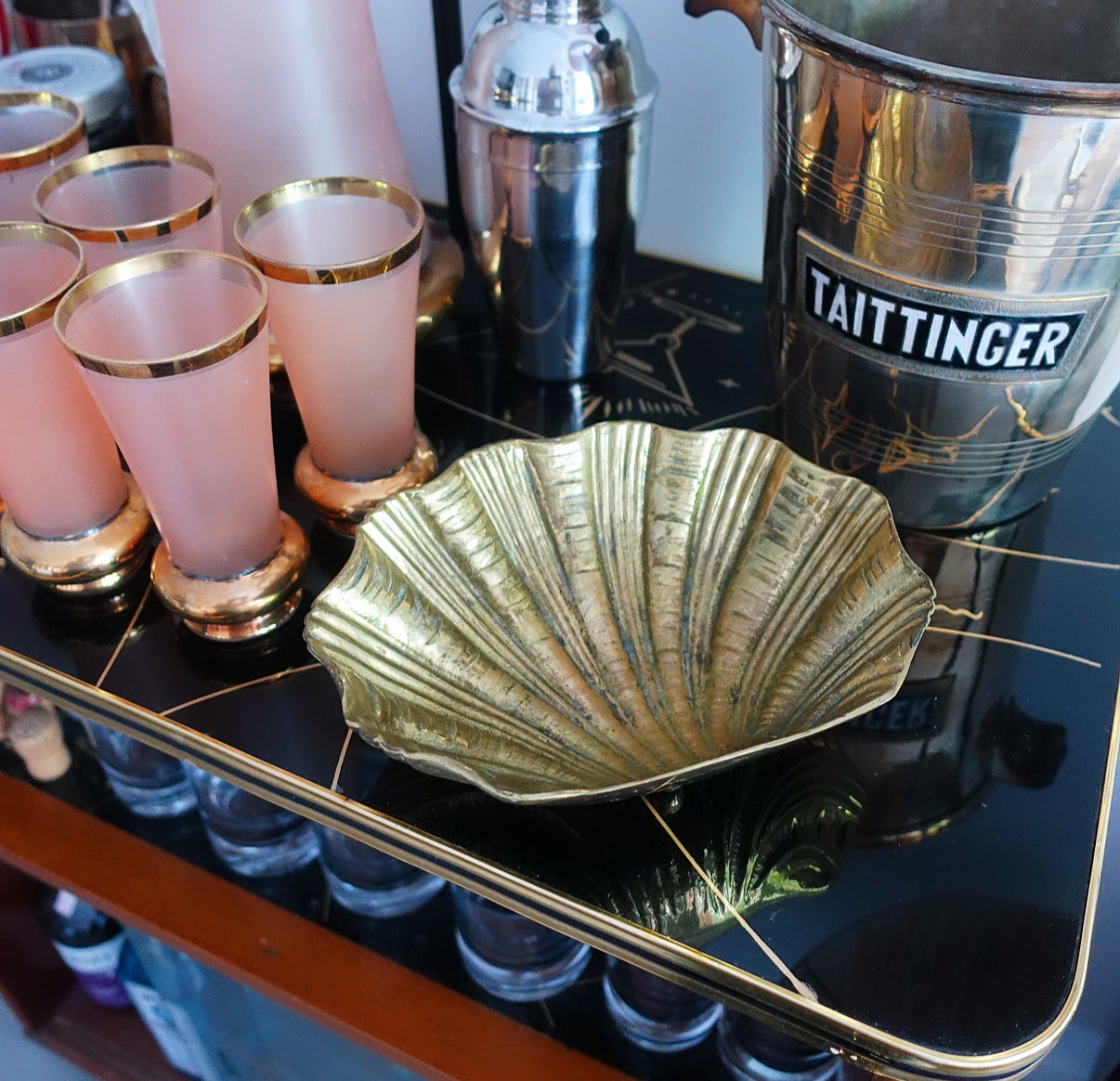 Hollywood Regency Brass scallop shell bowl