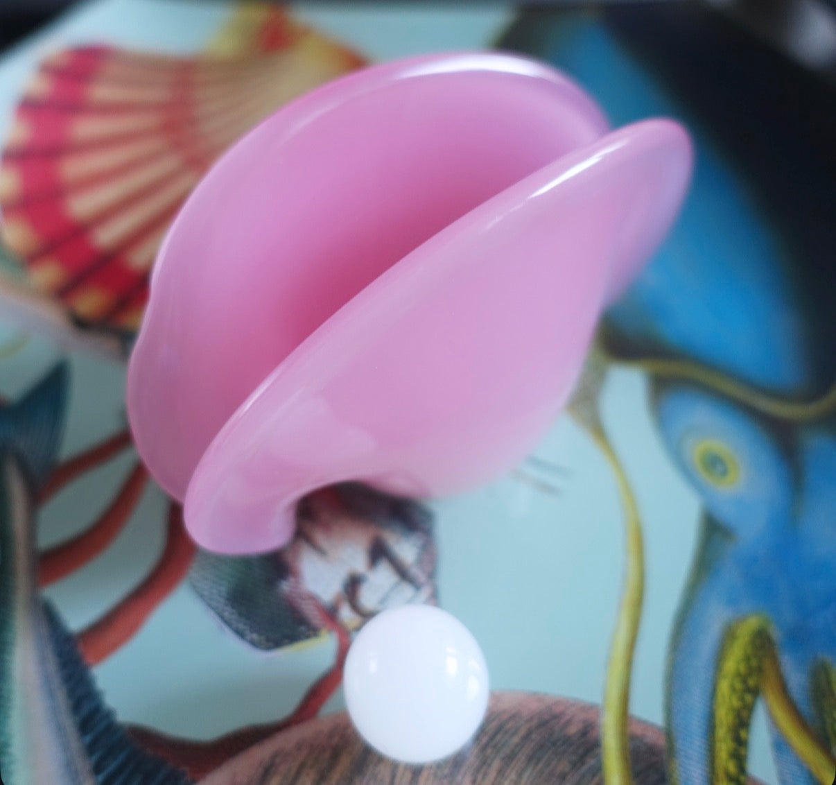 Murano glass clam shell with pearl