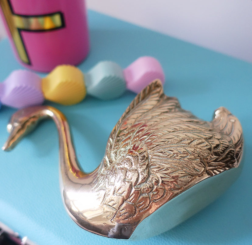 Brass swan planter