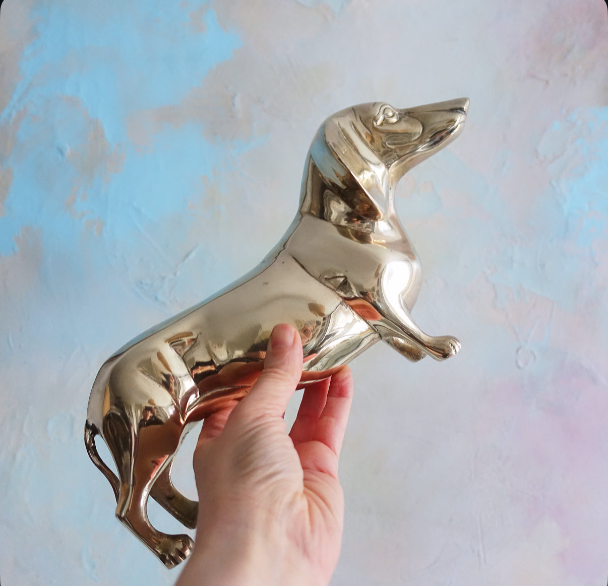 XL brass Dachshund
