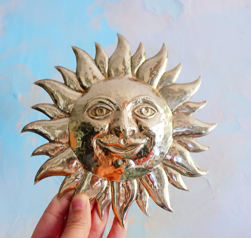 Brass sun wall plaque