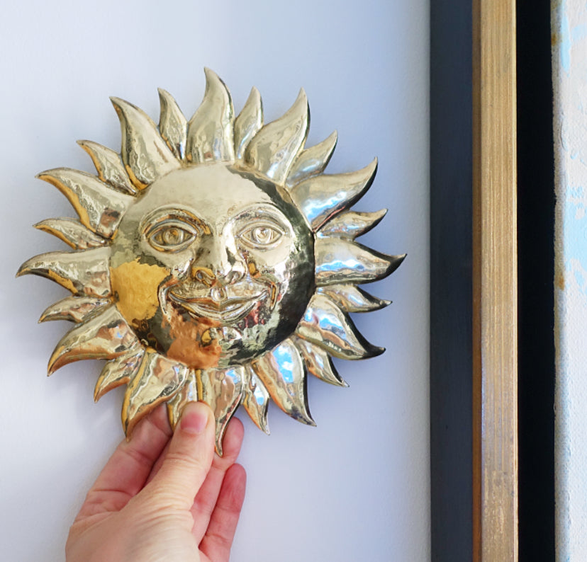 Brass sun wall plaque