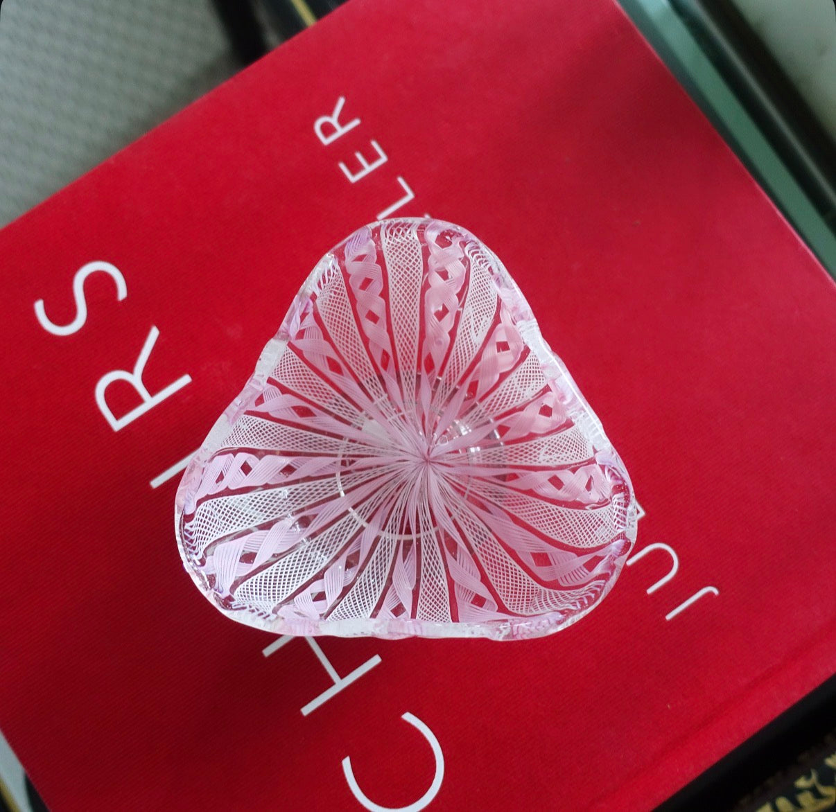 Pink & white Zanfirico Murano bowl