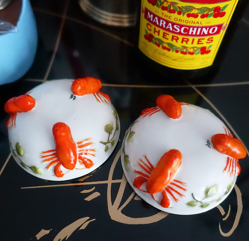 Pair of Art Deco lobster condiment bowls