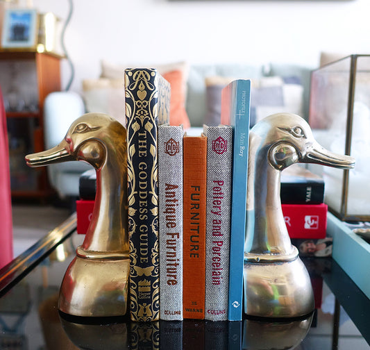 Pair of brass duck bookends