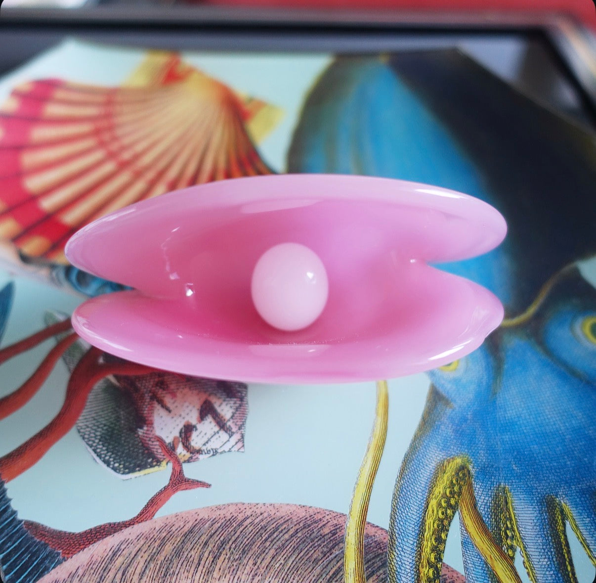 Murano glass clam shell with pearl