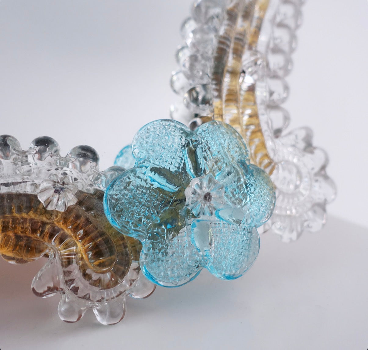 Blue Murano glass flower vanity mirror