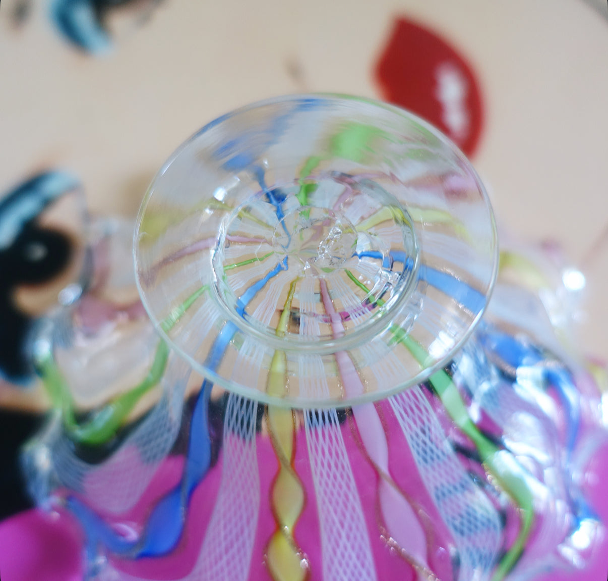 Pastel Zanfirico Murano glass bowl