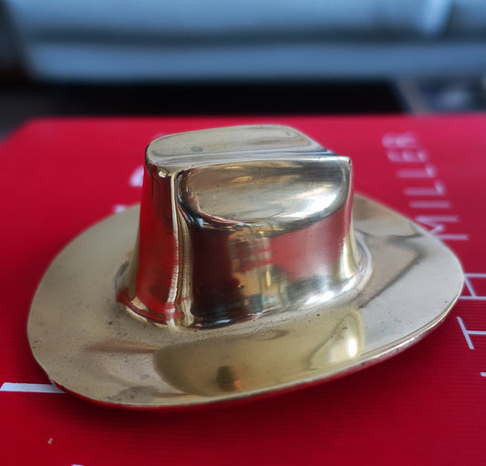 Brass Stetson hat paperweight