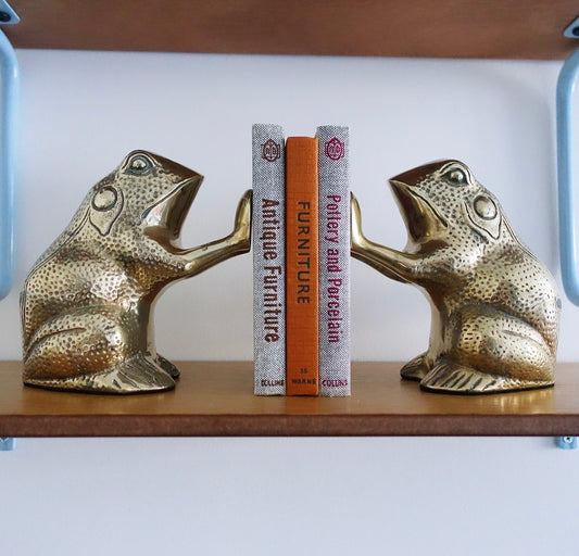 Brass frog bookends