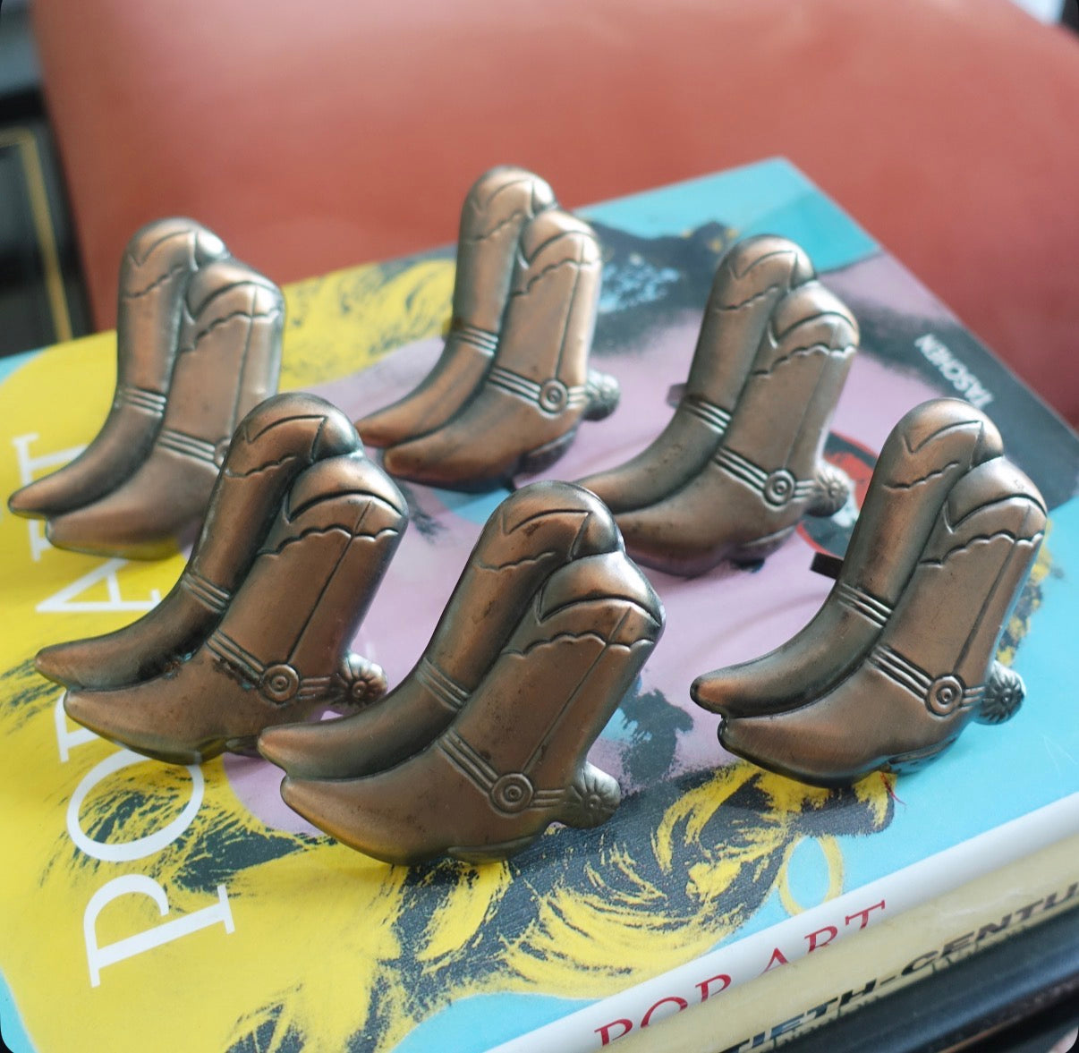 Cowboy boot napkin ring set