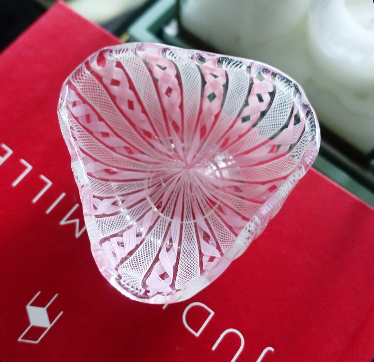 Pink & white Zanfirico Murano bowl