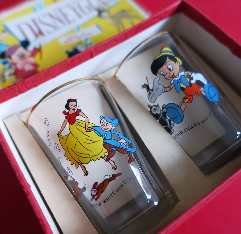 Rare set of two Disney Glass juice glasses