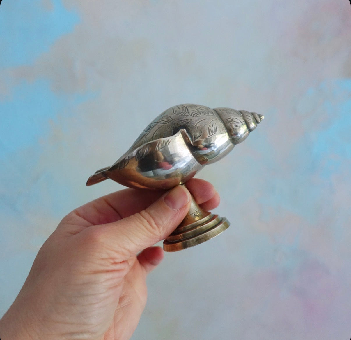 Brass conch shell ashtray