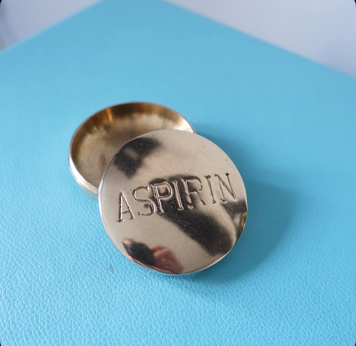 Brass aspirin pill box